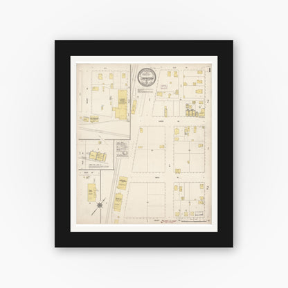 Old map wall art mockup — black gallery frame with white mat — Sanborn Fire Insurance Map from Carpinteria, Santa Barbara County, California (1916) - Complete Map Set