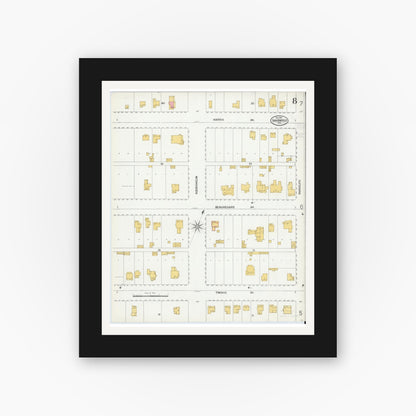Old map wall art mockup — black gallery frame with white mat — Sanborn Fire Insurance Map from San Angelo, Tom Green County, Texas (1900), Sheet #0008