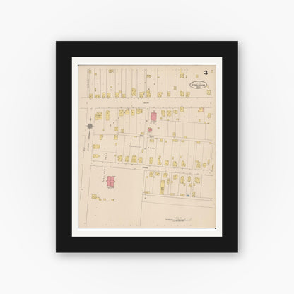 Old map wall art mockup — black gallery frame with white mat — Sanborn Fire Insurance Map from Reynoldsburg, Franklin County, Ohio (1922), Sheet #0003
