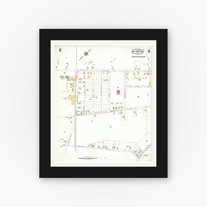 Old map wall art mockup — black gallery frame with white mat — Sanborn Fire Insurance Map from Williamstown, Gloucester County, New Jersey (1923), Sheet #0008