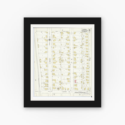 Old map wall art mockup — black gallery frame with white mat — Sanborn Fire Insurance Map from Shelby, Richland County, Ohio (1911), Sheet #0003