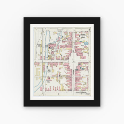 Old map wall art mockup — black gallery frame with white mat — Sanborn Fire Insurance Map from Chambersburg, Franklin County, Pennsylvania (1894), Sheet #0006