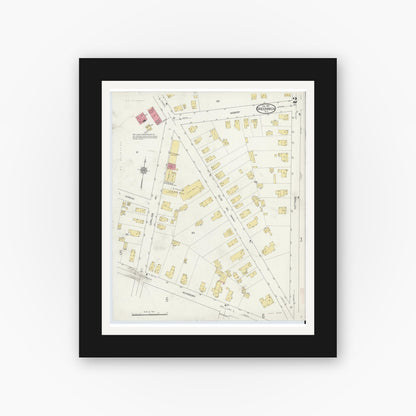 Old map wall art mockup — black gallery frame with white mat — Sanborn Fire Insurance Map from Greenwich, Washington County, New York (1913) - Complete Map Set