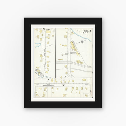 Old map wall art mockup — black gallery frame with white mat — Sanborn Fire Insurance Map from Windsor, Broome County, New York (1912), Sheet #0004
