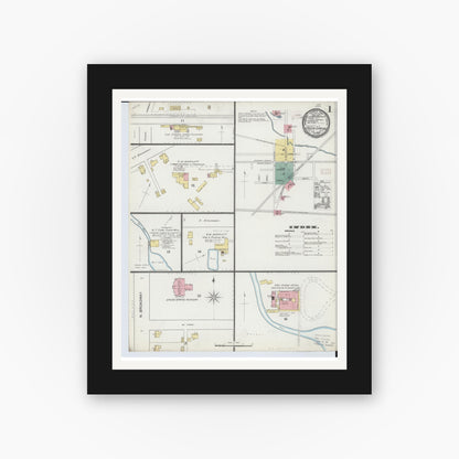 Old map wall art mockup — black gallery frame with white mat — Sanborn Fire Insurance Map from Green Springs, Sandusky And Seneca Counties, Ohio (1893) - Complete Map Set