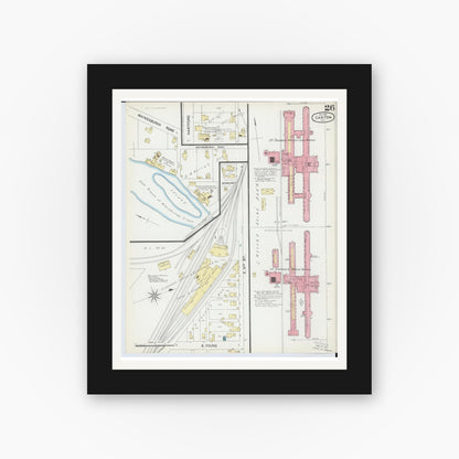 Old map wall art mockup — black gallery frame with white mat — Sanborn Fire Insurance Map from Canton, Stark County, Ohio (1891), Sheet #0026