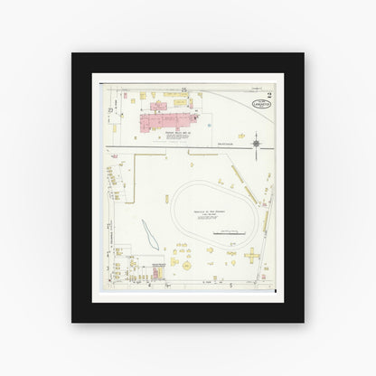 Old map wall art mockup — black gallery frame with white mat — Sanborn Fire Insurance Map from Lancaster, Fairfield County, Ohio (1910), Sheet #0002