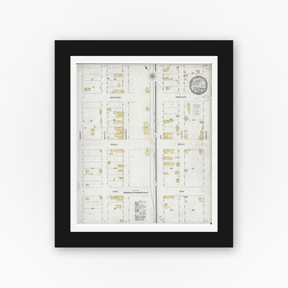 Old map wall art mockup — black gallery frame with white mat — Sanborn Fire Insurance Map from Edgewood, Effingham County, Illinois (1900), Sheet #0001