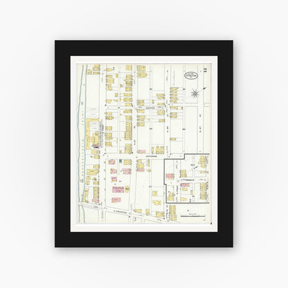 Old map wall art mockup — black gallery frame with white mat — Sanborn Fire Insurance Map from Steelton, Dauphin County, Pennsylvania (1909), Sheet #0002
