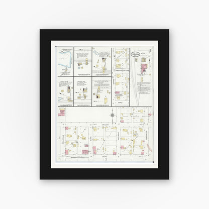 Old map wall art mockup — black gallery frame with white mat — Sanborn Fire Insurance Map from Freeburg, Saint Clair County, Illinois (1910), Sheet #0004