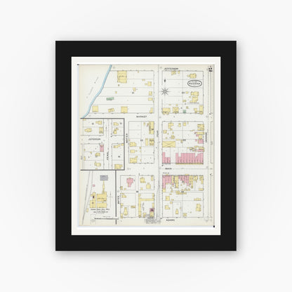 Old map wall art mockup — black gallery frame with white mat — Sanborn Fire Insurance Map from Havana, Mason County, Illinois (1892), Sheet #0002