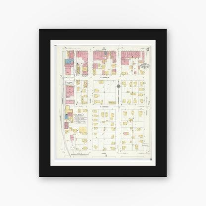Old map wall art mockup — black gallery frame with white mat — Sanborn Fire Insurance Map from Berlin, Green Lake County, Wisconsin (1911), Sheet #0005