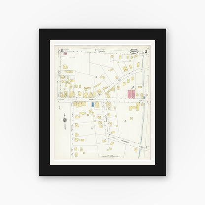 Old map wall art mockup — black gallery frame with white mat — Sanborn Fire Insurance Map from Ramsey, Bergen County, New Jersey (1924), Sheet #0003