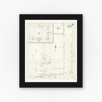 Old map wall art mockup — black gallery frame with white mat — Sanborn Fire Insurance Map from Old Forge, Lackawanna County, Pennsylvania (1914), Sheet #0013