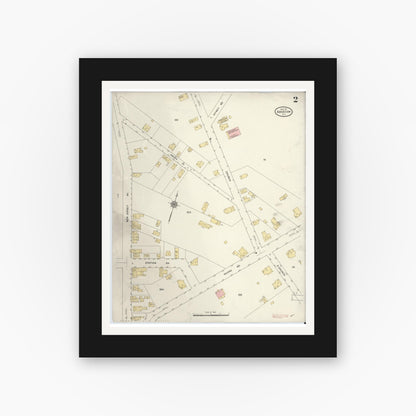 Old map wall art mockup — black gallery frame with white mat — Sanborn Fire Insurance Map from Absecon, Atlantic County, New Jersey (1911), Sheet #0002