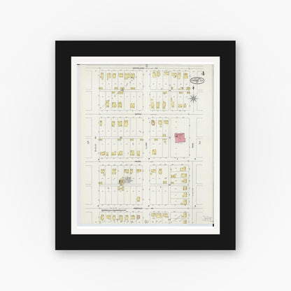 Old map wall art mockup — black gallery frame with white mat — Sanborn Fire Insurance Map from Chicago Junction, Huron County, Ohio (1899), Sheet #0004