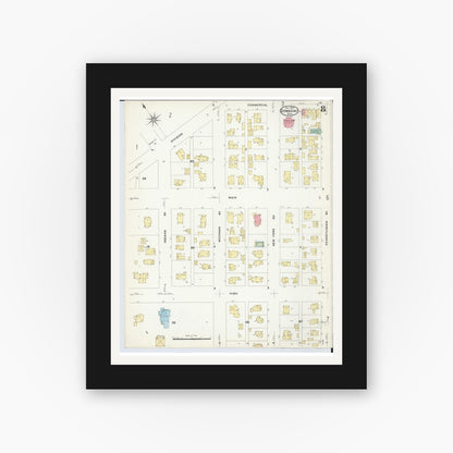 Old map wall art mockup — black gallery frame with white mat — Sanborn Fire Insurance Map from Dowagiac, Cass County, Michigan (1908), Sheet #0008