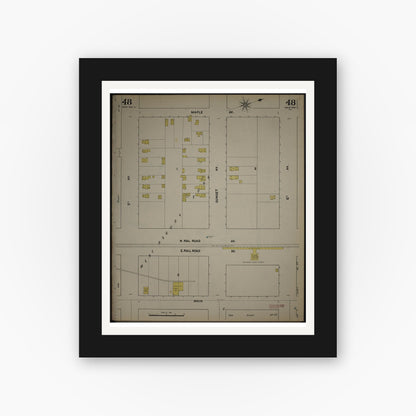 Old map wall art mockup — black gallery frame with white mat — Sanborn Fire Insurance Map from New Jersey Coast, New Jersey Coast, New Jersey (1890), Sheet #0048
