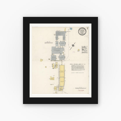 Old map wall art mockup — black gallery frame with white mat — Sanborn Fire Insurance Map from Cement, Solano County, California (1912), Sheet #0001
