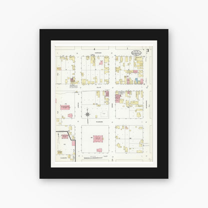 Old map wall art mockup — black gallery frame with white mat — Sanborn Fire Insurance Map from Kewaunee, Kewaunee County, Wisconsin (1911), Sheet #0003