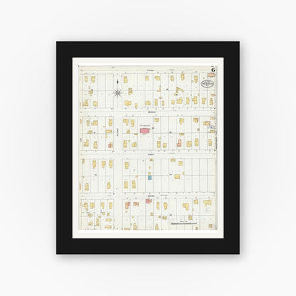 Old map wall art mockup — black gallery frame with white mat — Sanborn Fire Insurance Map from Menasha, Winnebago County, Wisconsin (1906), Sheet #0006