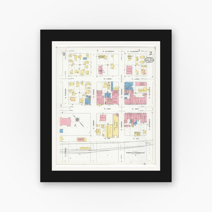 Old map wall art mockup — black gallery frame with white mat — Sanborn Fire Insurance Map from Midland, Midland County, Michigan (1926), Sheet #0002