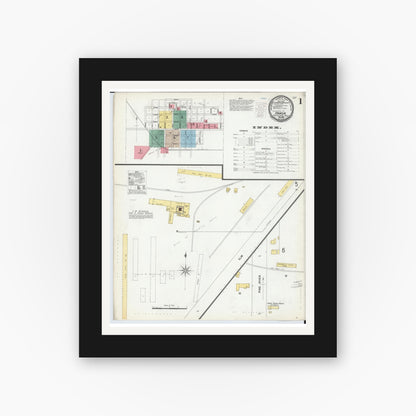 Old map wall art mockup — black gallery frame with white mat — Sanborn Fire Insurance Map from Ithaca, Gratiot County, Michigan (1900) - Complete Map Set