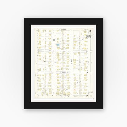 Old map wall art mockup — black gallery frame with white mat — Sanborn Fire Insurance Map from Creston, Union County, Iowa (1913), Sheet #0003