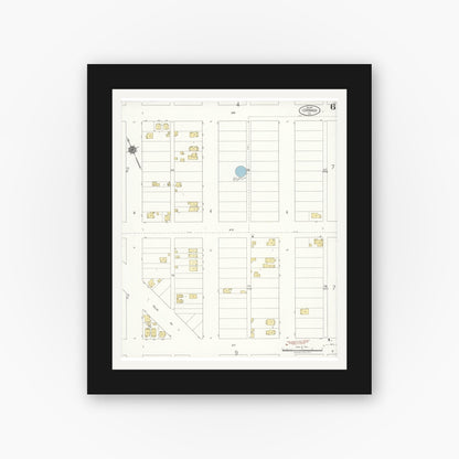 Old map wall art mockup — black gallery frame with white mat — Sanborn Fire Insurance Map from Coronado, San Diego County, California (1921), Sheet #0006