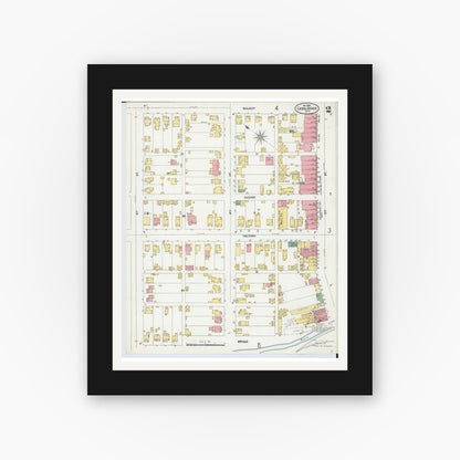 Old map wall art mockup — black gallery frame with white mat — Sanborn Fire Insurance Map from Canal Dover, Tuscarawas County, Ohio (1899), Sheet #0002