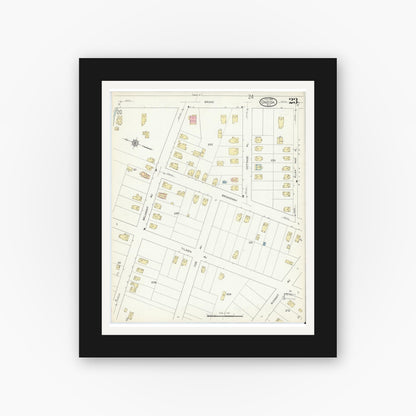 Old map wall art mockup — black gallery frame with white mat — Sanborn Fire Insurance Map from Oneida, Madison County, New York (1914), Sheet #0023
