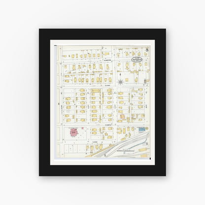 Old map wall art mockup — black gallery frame with white mat — Sanborn Fire Insurance Map from Ishpeming, Marquette County, Michigan (1904), Sheet #0005