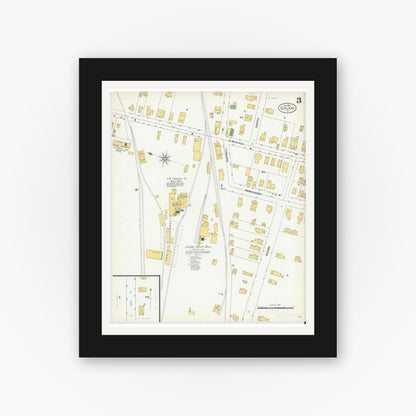 Old map wall art mockup — black gallery frame with white mat — Sanborn Fire Insurance Map from Elkland, Tioga County, Pennsylvania (1903), Sheet #0003