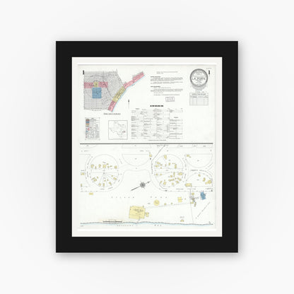 Old map wall art mockup — black gallery frame with white mat — Sanborn Fire Insurance Map from La Porte, Harris County, Texas (1939) - Complete Map Set