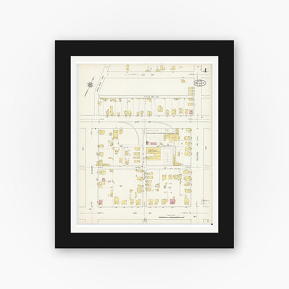 Old map wall art mockup — black gallery frame with white mat — Sanborn Fire Insurance Map from Beaver, Beaver County, Pennsylvania (1912), Sheet #0004