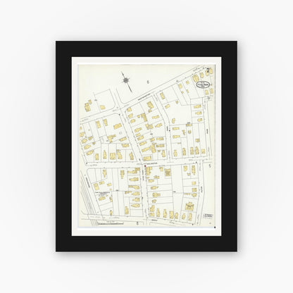 Old map wall art mockup — black gallery frame with white mat — Sanborn Fire Insurance Map from Hyde Park, Norfolk County, Massachusetts (1911), Sheet #0007