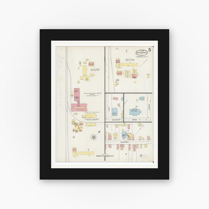 Old map wall art mockup — black gallery frame with white mat — Sanborn Fire Insurance Map from Royersford, Montgomery County, Pennsylvania (1895), Sheet #0005