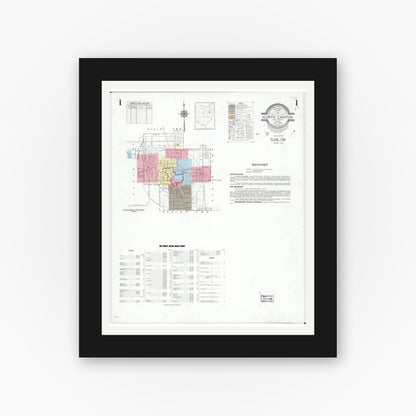 Old map wall art mockup — black gallery frame with white mat — Sanborn Fire Insurance Map from North Canton, Stark County, Ohio (1948) - Complete Map Set