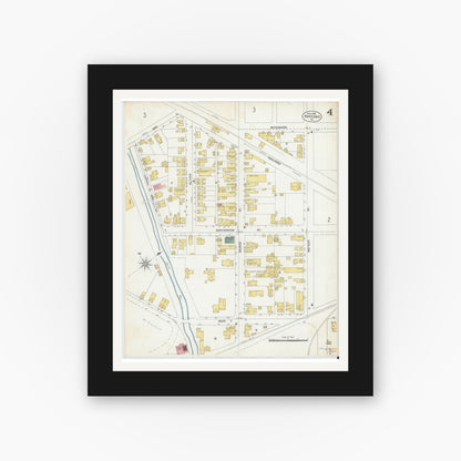 Old map wall art mockup — black gallery frame with white mat — Sanborn Fire Insurance Map from Parsons, Luzerne County, Pennsylvania (1903), Sheet #0004