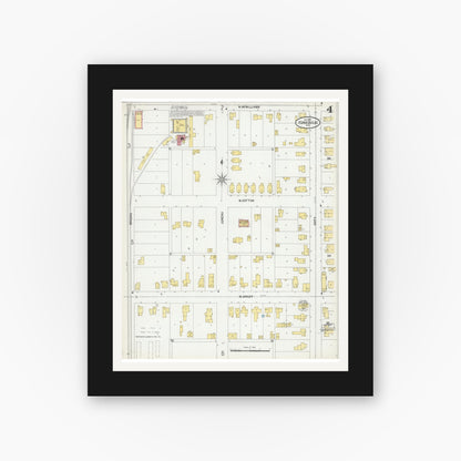 Old map wall art mockup — black gallery frame with white mat — Sanborn Fire Insurance Map from Fond du Lac, Fond du Lac County, Wisconsin (1902), Sheet #0004