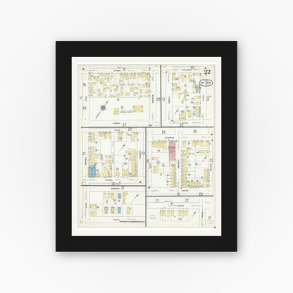 Old map wall art mockup — black gallery frame with white mat — Sanborn Fire Insurance Map from Key West, Monroe County, Florida (1912), Sheet #0022