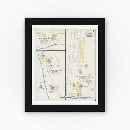 Old map wall art mockup — black gallery frame with white mat — Sanborn Fire Insurance Map from Midland, Midland County, Michigan (1889), Sheet #0004