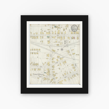 Old map wall art mockup — black gallery frame with white mat — Sanborn Fire Insurance Map from Miners Mills, Luzerne County, Pennsylvania (1897) - Complete Map Set