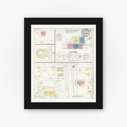 Old map wall art mockup — black gallery frame with white mat — Sanborn Fire Insurance Map from Eagle Lake, Colorado County, Texas (1912) - Complete Map Set
