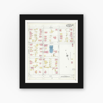 Old map wall art mockup — black gallery frame with white mat — Sanborn Fire Insurance Map from Saint Charles, Saint Charles County, Missouri (1917), Sheet #0004