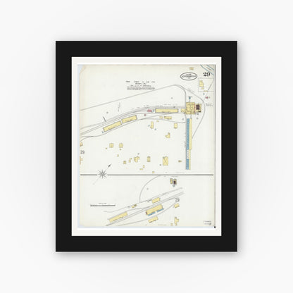 Old map wall art mockup — black gallery frame with white mat — Sanborn Fire Insurance Map from Jeffersonville, Clark County, Indiana (1898), Sheet #0029