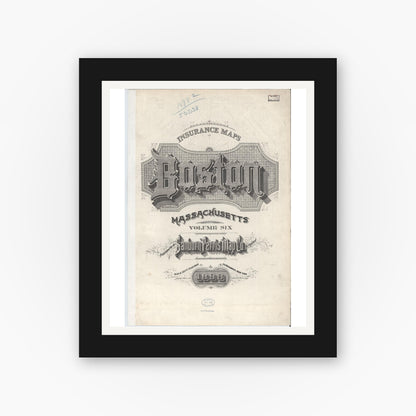 Old map wall art mockup — black gallery frame with white mat — Sanborn Fire Insurance Map from Boston, Suffolk County, Massachusetts (1898), Sheet #0001