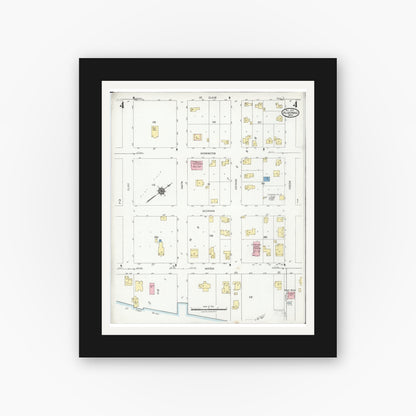 Old map wall art mockup — black gallery frame with white mat — Sanborn Fire Insurance Map from Algonac, Saint Clair County, Michigan (1924), Sheet #0004