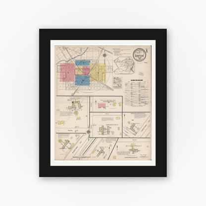 Old map wall art mockup — black gallery frame with white mat — Sanborn Fire Insurance Map from Sinton, San Patricio County, Texas (1922) - Complete Map Set
