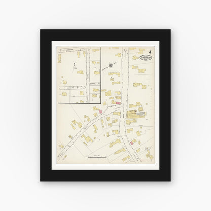 Old map wall art mockup — black gallery frame with white mat — Sanborn Fire Insurance Map from Shrewsbury, Worcester County, Massachusetts (1917), Sheet #0004